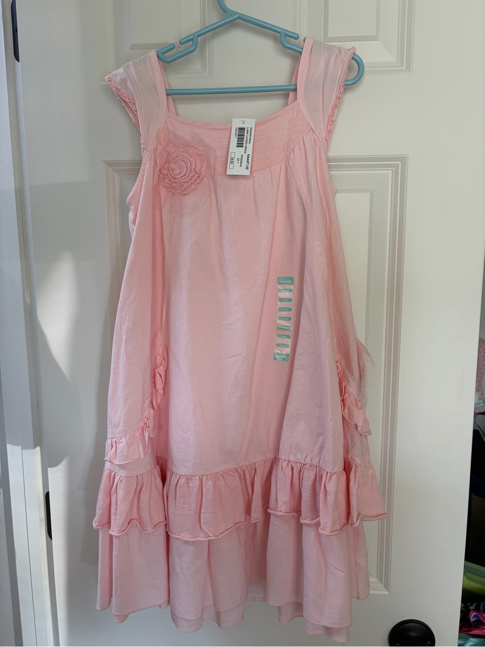 NWT naartjie Light Pink Ruffle Tiered linen Summer Dress 7